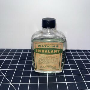 Watkins Inhalant 1 Fluid oz. Glass Bottle w/ Lid VINTAGE J. R. Watkins Co.